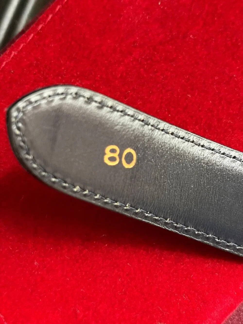 Vintage CELINE Men's Black Leather Belt w Logo 80cm